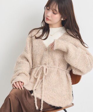 earth music&ecology 【ベルト付き】ＭＩＸカラーブークレカーディガン Light Blue