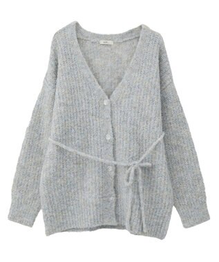 earth music&ecology 【ベルト付き】ＭＩＸカラーブークレカーディガン Light Blue