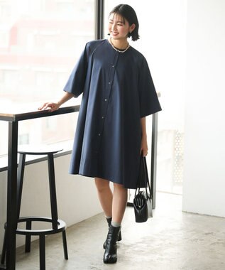 #Newans Aラインロングチュニック ネイビー