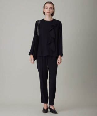 ICB 【洗える】 ライトダブルクロス ドロストパンツ ブラック系