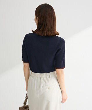 Green Parks 配色ニットポロ Navy