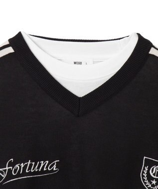 WEGO 【ユニセックス着用ITEM/2点セット】アンサンブルゲームロゴニットベスト ブラック