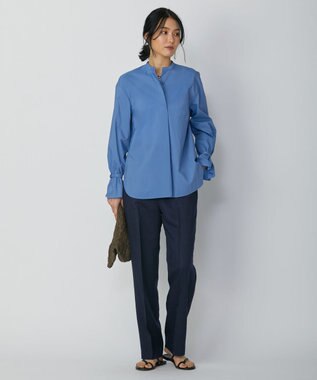 ICB 【洗える】エコナイロンストレッチ プルオーバーブラウス スマルトブルー系