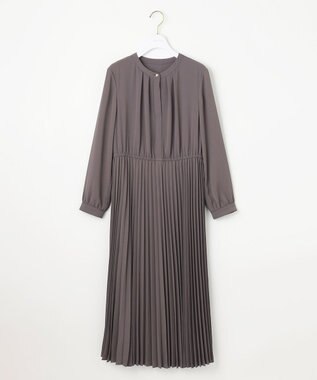 ANY SIS 【洗える】スタンドカラープリーツ ワンピース スレート