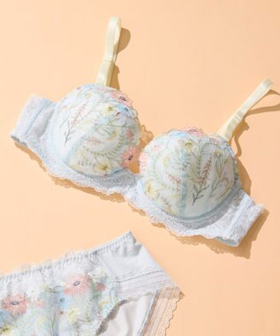 une nana cool バックスタイルまでかわいい Steppe Flower ワイヤーブラ グレイッシュブルー