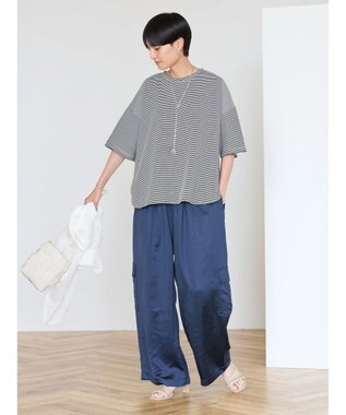 AMERICAN HOLIC 接触冷感裾ラウンドカットプルオーバー Border Black