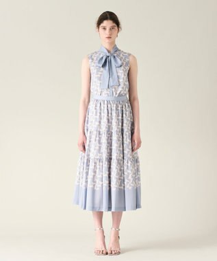 GRACE CONTINENTAL リボンプリントノースリーブトップ ブルー