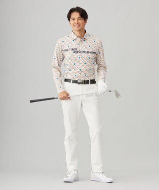 23区GOLF 【MEN】【吸水速乾/UVカット】エンブレム柄ポロシャツ ホワイト系5