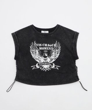 WEGO グラフィックノースリーブサイドドロストショートT 柄2