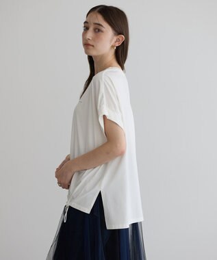 YECCA VECCA 裾ドロストデザインロゴTee Off White