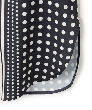 BEIGE， GADE / モノトーンドット柄バンドカラーブラウス Navy Mix