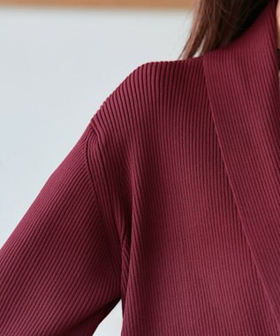 Tiaclasse 【洗える】リブ編み着流しカーディガン ボルドー