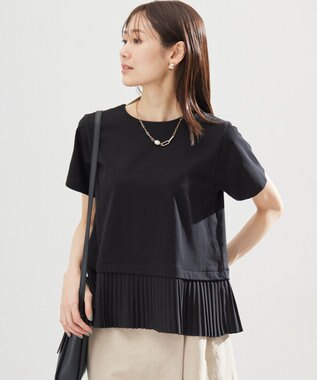 組曲 L クールプレーティング天竺プリーツ カットソー ブラック系