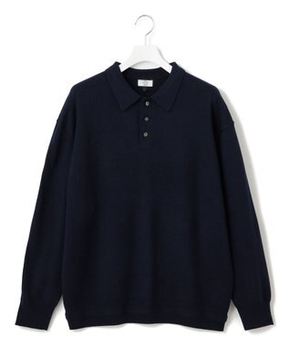 J.PRESS YORK STREET 【UNISEX】ANTI PILLING WOOL ニットポロシャツ ネイビー系