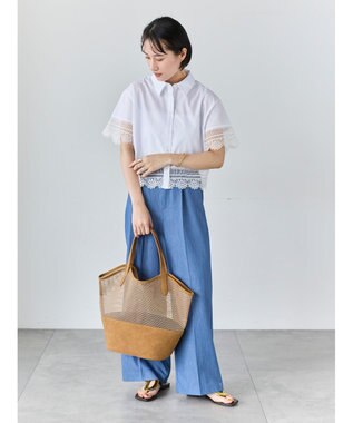 Te chichi レースヘムクロップトシャツ オフホワイト