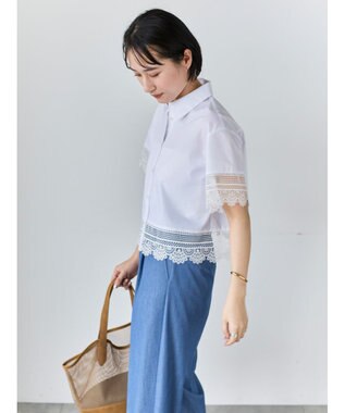 Te chichi レースヘムクロップトシャツ オフホワイト