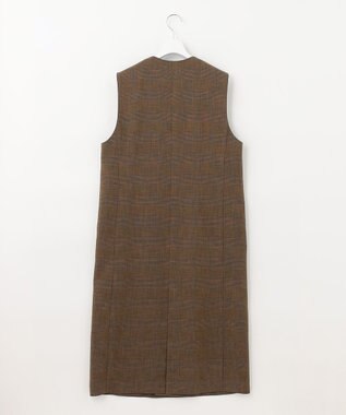 自由区 【洗える】グレンチェック ロングジレ ブラウン系3