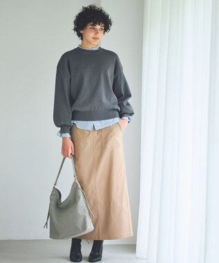 ANY L エニィファンクションハイネックブラウス ブルーストライプ