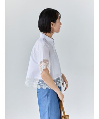 Te chichi レースヘムクロップトシャツ オフホワイト