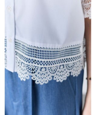 Te chichi レースヘムクロップトシャツ オフホワイト