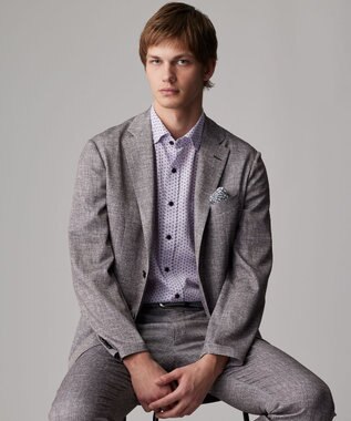 JOSEPH ABBOUD 【ビジネスシーンに最適・サステイナブル】ソアロンンシャンブレープリント 半袖 シャツ ライラック系5