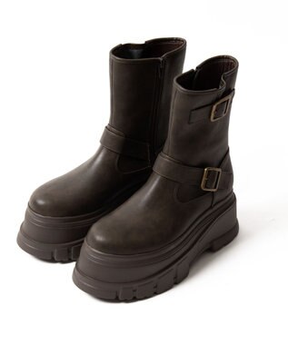 WEGO 厚底ボリュームエンジニアブーツ ブラウン