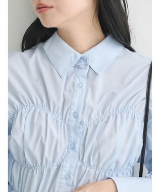 earth music&ecology ビスチェライクシャーリングシャツ Light Blue