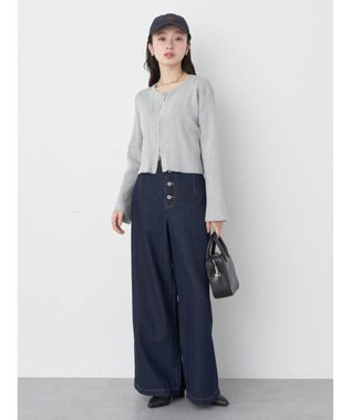 earth music&ecology ボタンフライワイドデニムパンツ Indigo