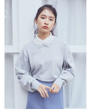 earth music&ecology 襟付きニットプルオーバー Sax