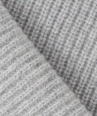 自由区 【洗える】ウールカシミヤブレンドラメスパンコールニット カーディガン グレーメランジ×シルバー