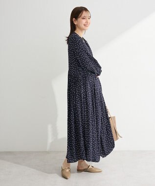 Green Parks スキッパーギャザーワンピース Dot