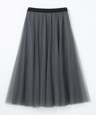 ANY 【ウエストゴム】チュールフレアースカート チャコール