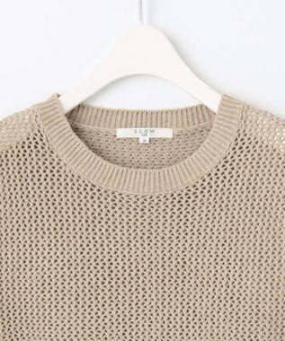 23区 【SLOW/洗える】メッシュニット ベスト アイボリー系