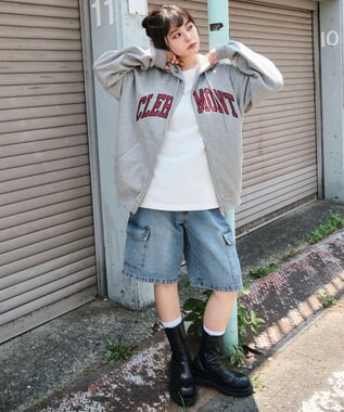 WEGO 【25年秋冬新作/ユニセックス着用ITEM/SMLサイズ展開】グラフィックロゴダブルZIPパーカー 杢グレー