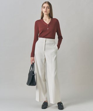 ICB 【洗える】 トリアセボディシェルピーチ ワイドパンツ オフホワイト系