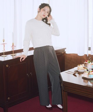 earth music&ecology 【イージーケア】パウダーシャギークルーネックカーディガン Ivory