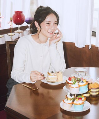 earth music&ecology 【イージーケア】パウダーシャギークルーネックカーディガン Ivory