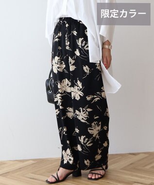 AMERICAN HOLIC アソートギャザー柄パンツ【WEB限定カラー・サイズ有り】 Flower Black