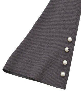 Green Parks ・ｓｗｉｎｇ　ｂｙ　袖パールボタンフレアリブニット Blue