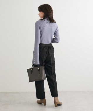 Green Parks ・ｓｗｉｎｇ　ｂｙ　袖パールボタンフレアリブニット Blue