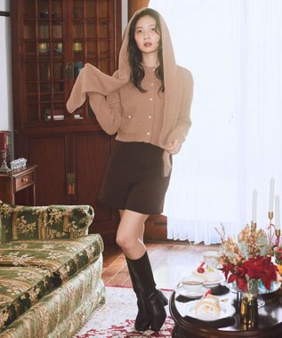 earth music&ecology 【イージーケア】パウダーシャギークルーネックカーディガン Beige