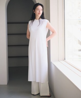 #Newans 【洗える】サーマルノースリーブワンピース ホワイト系