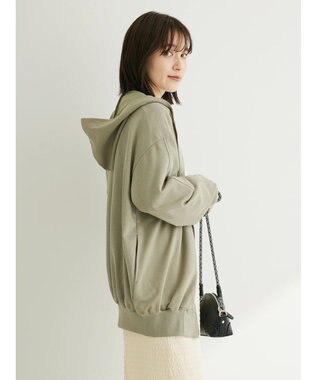 Green Parks コットンＵＳＡミニ裏毛ロングＺＩＰパーカー Khaki