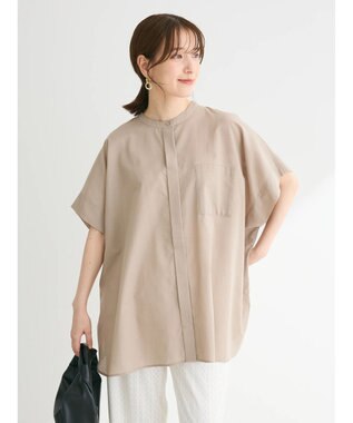 Green Parks 綿麻混ポンチョ風シャツ Gray Beige