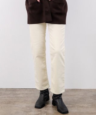 caqu レギュラーストレート 裏起毛コーデュロイパンツ ivory