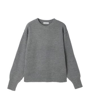 Green Parks 洗える　アゼ編みニットプルオーバー Gray Mixture