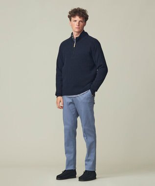 J.PRESS MEN 【Cash Lamb's Wool】畔編みハーフジップ ニット ネイビー系