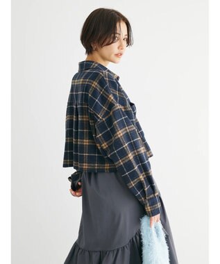 Green Parks ・ＥＬＥＮＣＡＲＥ　ＤＵＥ　シャギーチェックショートシャツ Navy