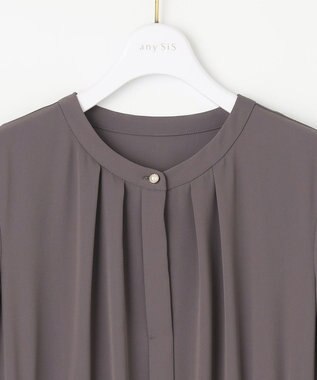 ANY SIS 【洗える】スタンドカラープリーツ ワンピース スレート
