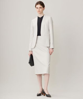 ICB 【接触冷感・UVケア・速乾・洗える】BackSatinAmunzen バンドカラーブラウス ブラック系